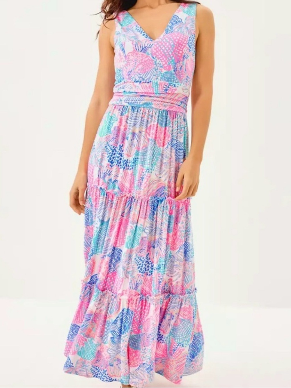 NWT Lilly Pulitzer SKYLAR MIDI DRESS 👗 in “Roar Of The Seas” MSRP $198 NWT sz XL - Picture 2 of 7